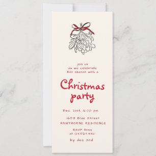 Invitation Fête de Noël Cocktail Party Rouge Noir Esquissé