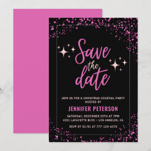 Invitation Fête de Noël cocktail rose Save the date Glam