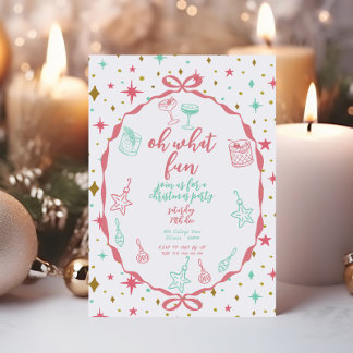 Invitation Fête de Noël | Cocktails et ornements festifs