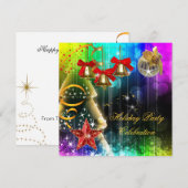 Invitation Fête de Noël Coloré Paillettes (Devant / Derrière)