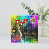 Invitation Fête de Noël Coloré Paillettes (Debout devant)