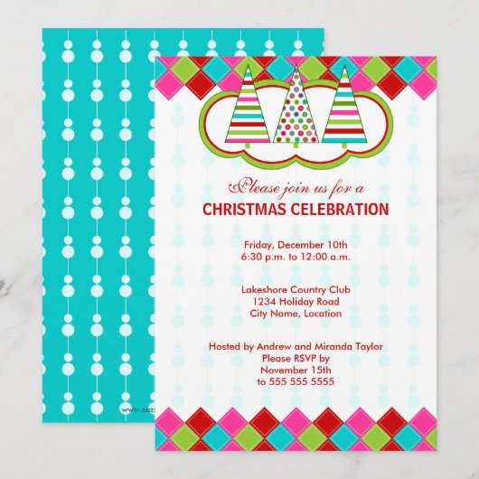 Invitation Fête de Noël colorée (Devant / Derrière)
