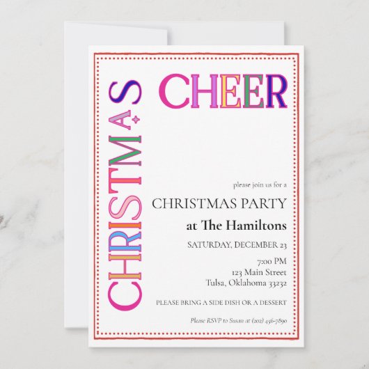 Invitation Fête de Noël colorée (Devant)