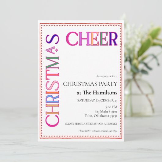 Invitation Fête de Noël colorée (Debout devant)