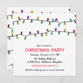 Invitation Fête de Noël colorée de lumières de Noël (Devant / Derrière)