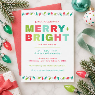 Invitation Fête de Noël Colorée Joyeuse et Lumineuse