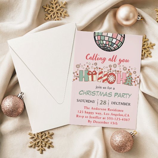 Invitation Fête de Noël Colorée Rétro