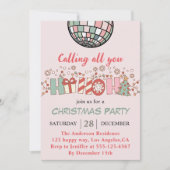 Invitation Fête de Noël Colorée Rétro (Devant)