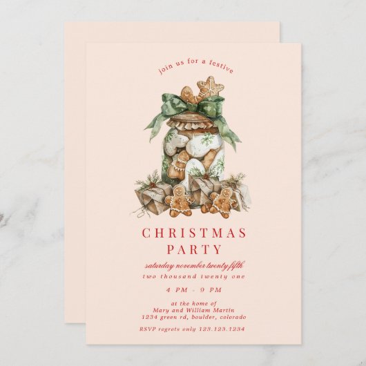 Invitation Fête de Noël Cookie Jar (Devant / Derrière)