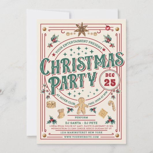 Invitation Fête de Noël Cookie Noël (Devant)