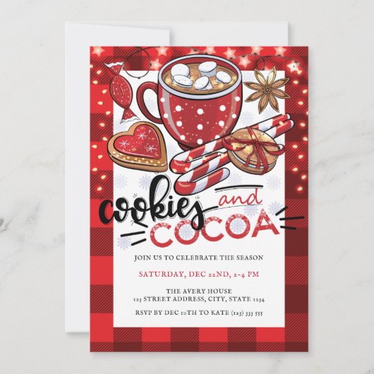 Invitation Fête de Noël Cookies et cacao (Devant)