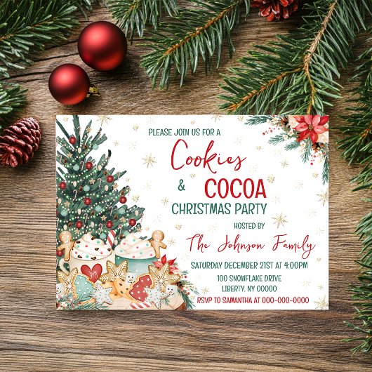 Invitation Fête de Noël Cookies et cacao