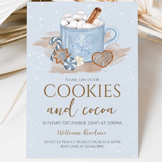 Invitation Fête de Noël Cookies et Cacao