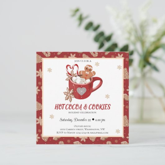 Invitation Fête de Noël Cookies et cacao (Debout devant)