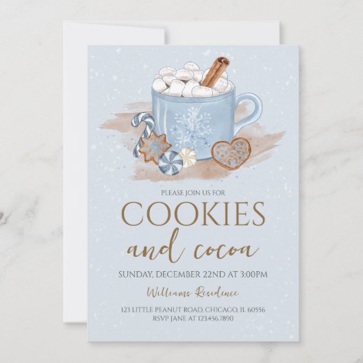 Invitation Fête de Noël Cookies et Cocoa (Devant)