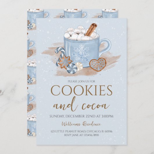Invitation Fête de Noël Cookies et Cocoa (Devant / Derrière)