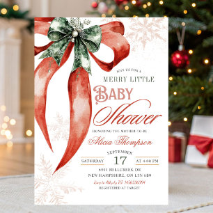 Invitation Fête de Noël Coquette Merry Little Baby Shower