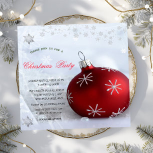 Invitation Fête de Noël Corporative Flocons de Neige Balle Ro