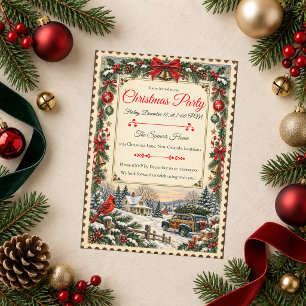 Invitation Fête de Noël Country Vintage