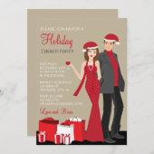 Invitation Fête de Noël Couples Entreprise (Devant / Derrière)