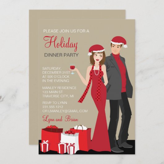 Invitation Fête de Noël Couples Entreprise (Devant / Derrière)