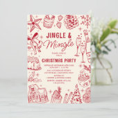 Invitation Fête de Noël Cozy Red Doodle (Debout devant)