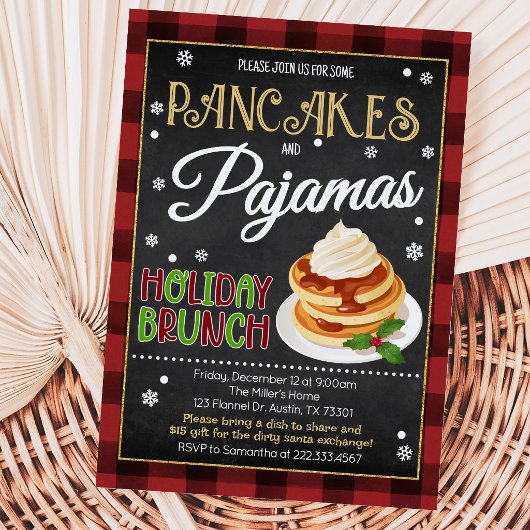 Invitation Fête de Noël Crêpes et Pyjamas