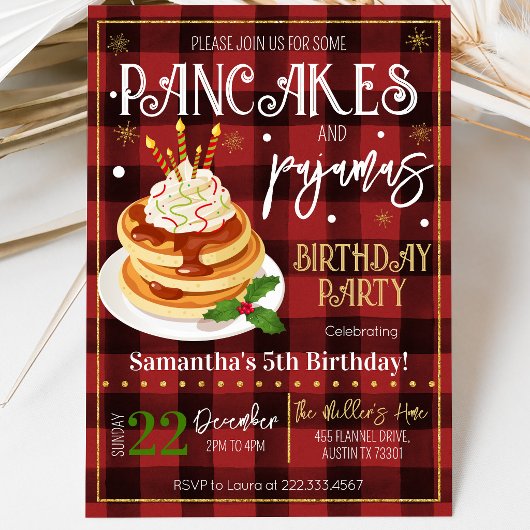Invitation Fête de Noël Crêpes et Pyjamas
