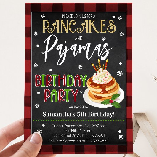 Invitation Fête de Noël Crêpes et Pyjamas