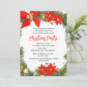 Invitation Fête de Noël d'affaires couronne avec Poinsettia (Debout devant)