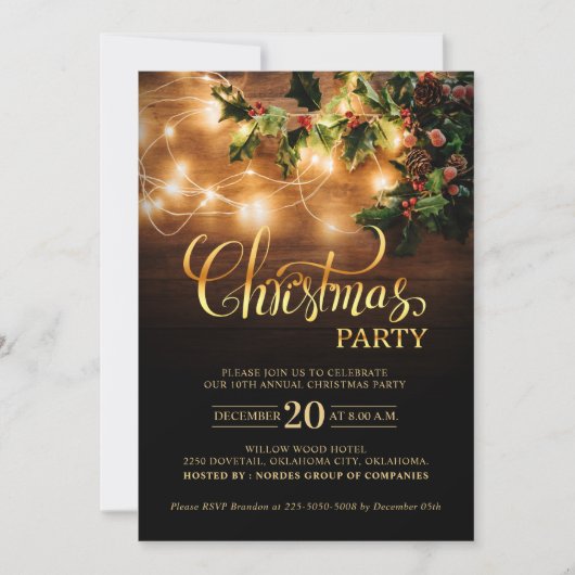 Invitation Fête de Noël d'affaires simple et élégante (Devant)