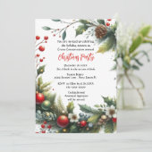 Invitation Fête de Noël d'affaires Wreath avec Poinsettia I (Debout devant)