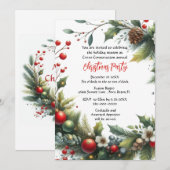 Invitation Fête de Noël d'affaires Wreath avec Poinsettia I (Devant / Derrière)