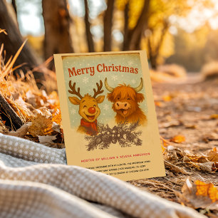 Invitation Fête de Noël d'animal Vintage rustique