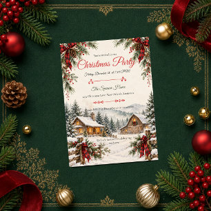 Invitation Fête de Noël dans un chalet rustique