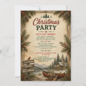 Invitation Fête de Noël dans un chalet rustique en forêt | (Devant)