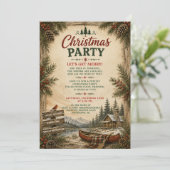 Invitation Fête de Noël dans un chalet rustique en forêt | (Debout devant)