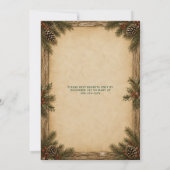 Invitation Fête de Noël dans un chalet rustique en forêt | (Dos)