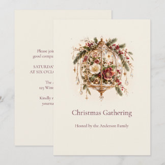 Invitation Fête de Noël dans une Serre de Verre Ivoire et Bou