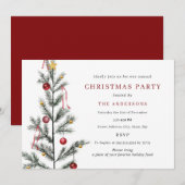 Invitation Fête de Noël d'Arbre Traditionnel Simple (Devant / Derrière)