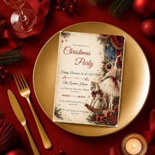 Invitation Fête de Noël de Ballerine Vintage