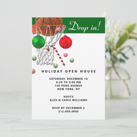 Invitation Fête de Noël de basket-ball (Debout devant)