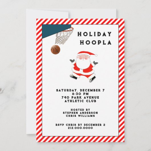 Invitation Fête de Noël de basketball (Devant)