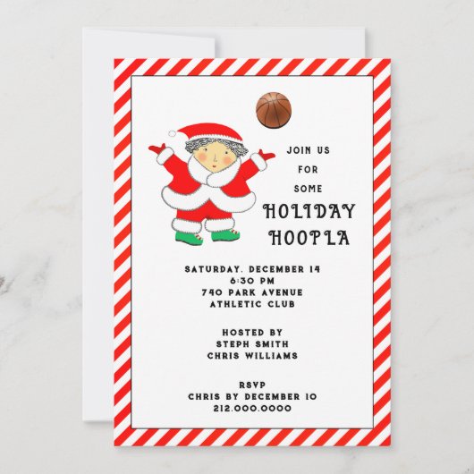 Invitation Fête de Noël de basketball (Devant)