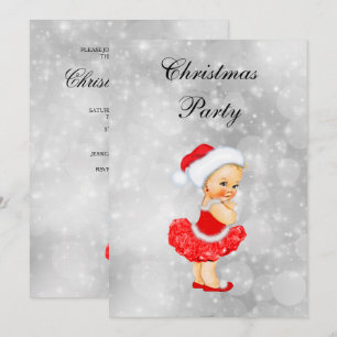 Invitation Fête de Noël de bébé fille aux cheveux blonds mign