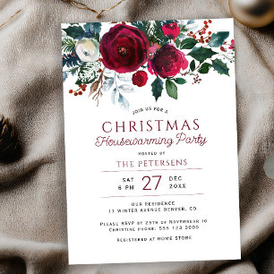 Invitation Fête de Noël de bienvenue florale hivernale rustiq