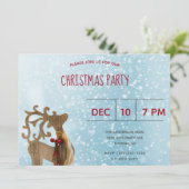 Invitation Fête de Noël de bleu du pays des merveilles (Debout devant)