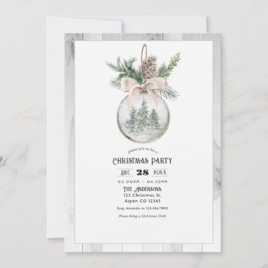 Invitation Fête de Noël de Boho en aquarelle neutre (Devant)