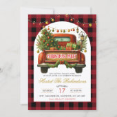 Invitation Fête de Noël de camion de bûcheron (Devant)