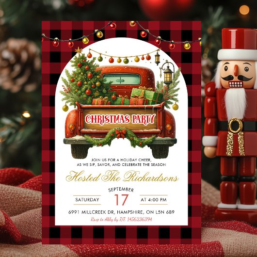 Invitation Fête de Noël de camion de bûcheron